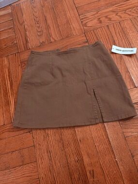 Urban Outfitters Brown A-Line Mini Skirt with Front Slit
